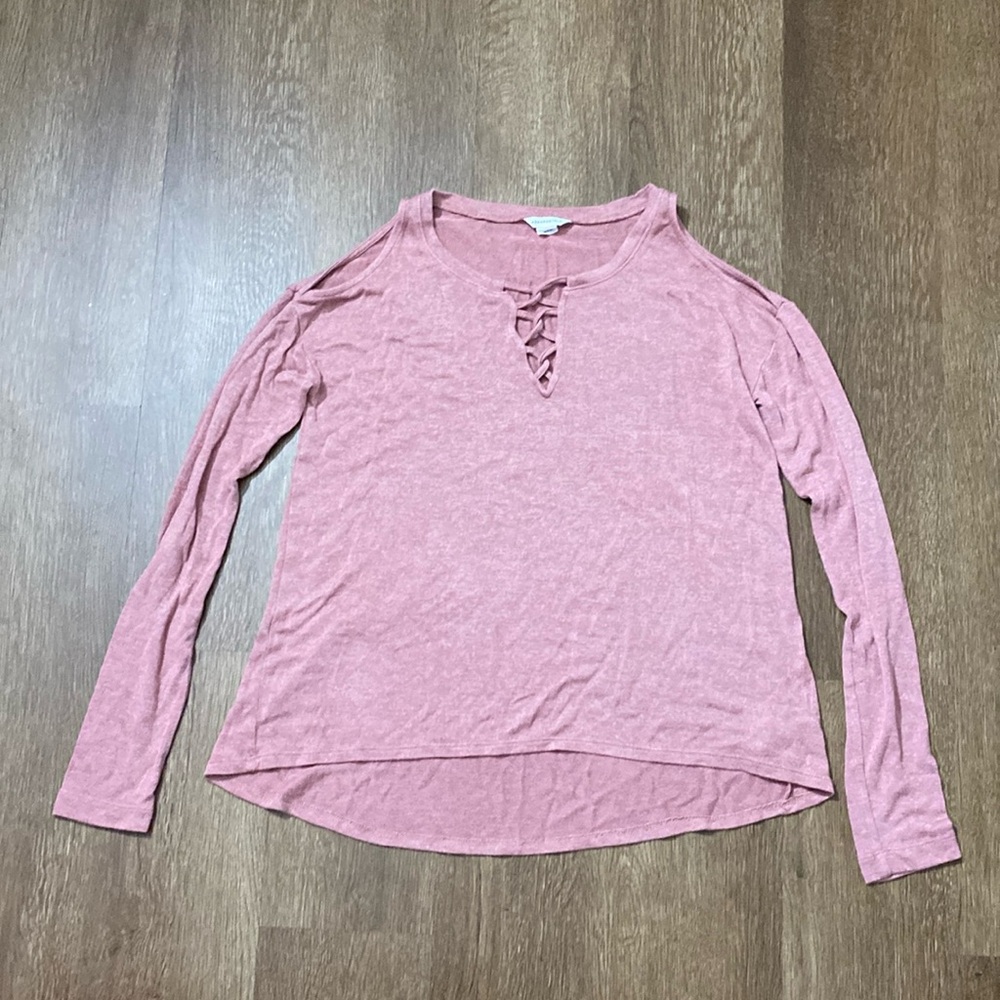 Aeropostale medium cut out shoulder pink long sleeve high low